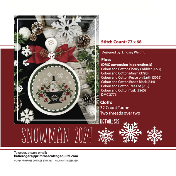 2024 Snowman Cross Stitch Pattern - Stitched Modern