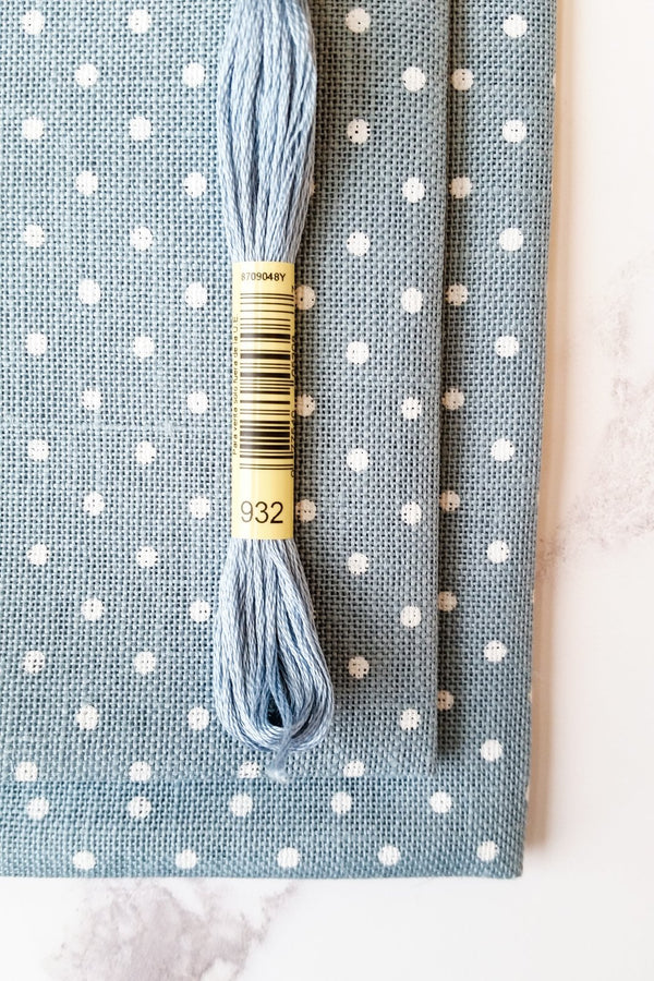 Blue Polka Dot Cross Stitch Linen Fabric (32 count) – Snuggly Monkey