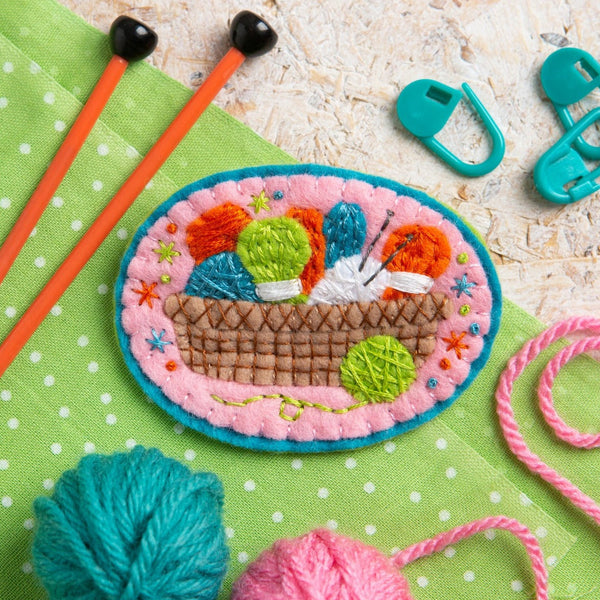 Felt Brooch Craft Kit - Knitting Basket