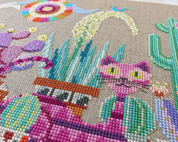 Cactus Cat Cross Stitch Pattern - Stitched Modern cactus-cat-cross-stitch-pattern-stitched-modern