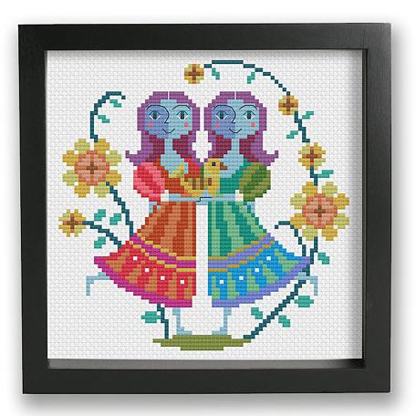 Fantasy Zodiac Gemini Cross Stitch Pattern Full Coverage 