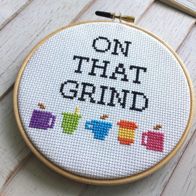 On That Grind Cross Stitch Kit - Stitched Modern