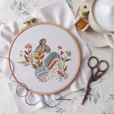 Monstera Lady Hand Embroidery Kit - Stitched Modern