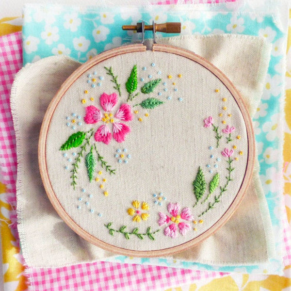 Redwork Vase Mini Hoop Hand Embroidery Kit - Stitched Modern