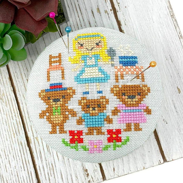 Fairy Tale Pincushion Cross Stitch Pattern - Goldilocks - Stitched Modern