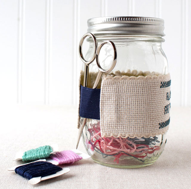 How to make an ort jar and scissor holder for cross stitch and embroidery