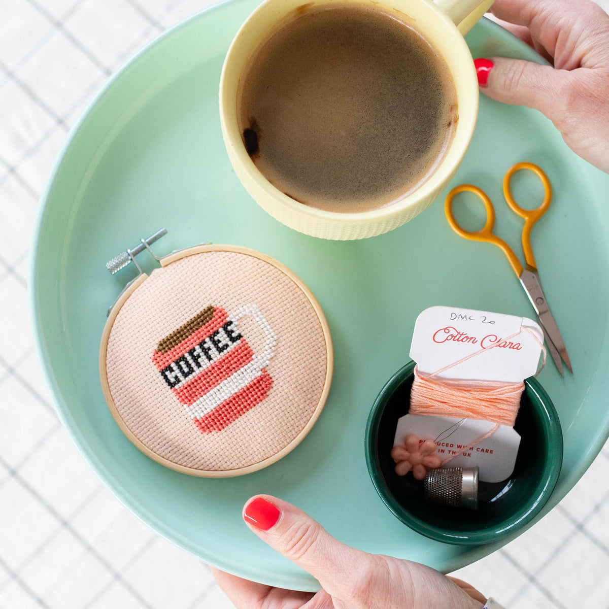Coffee Cup Cross Stitch Kit-Stitched Modern