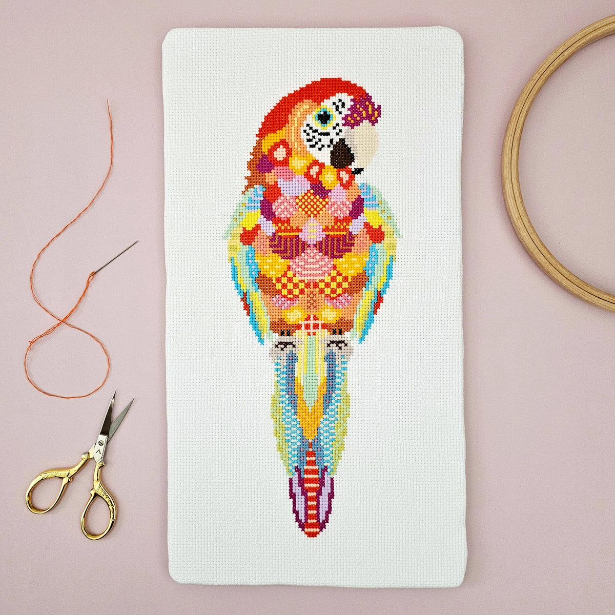 Mandala Parrot Cross Stitch Kit