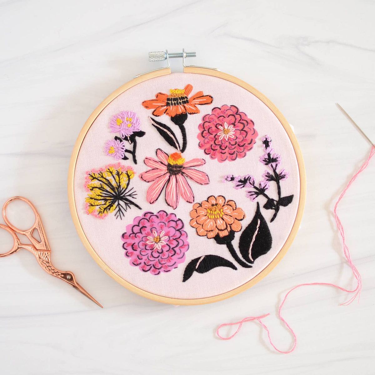 Zinnia Sampler Hand Embroidery Kit
