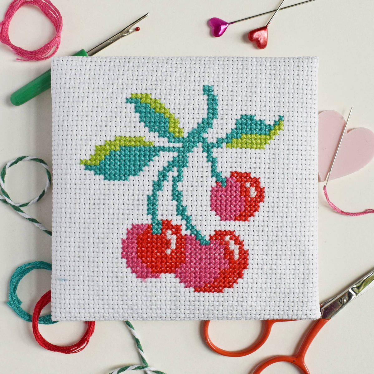 Cherries Mini Cross Stitch Kit-Stitched Modern