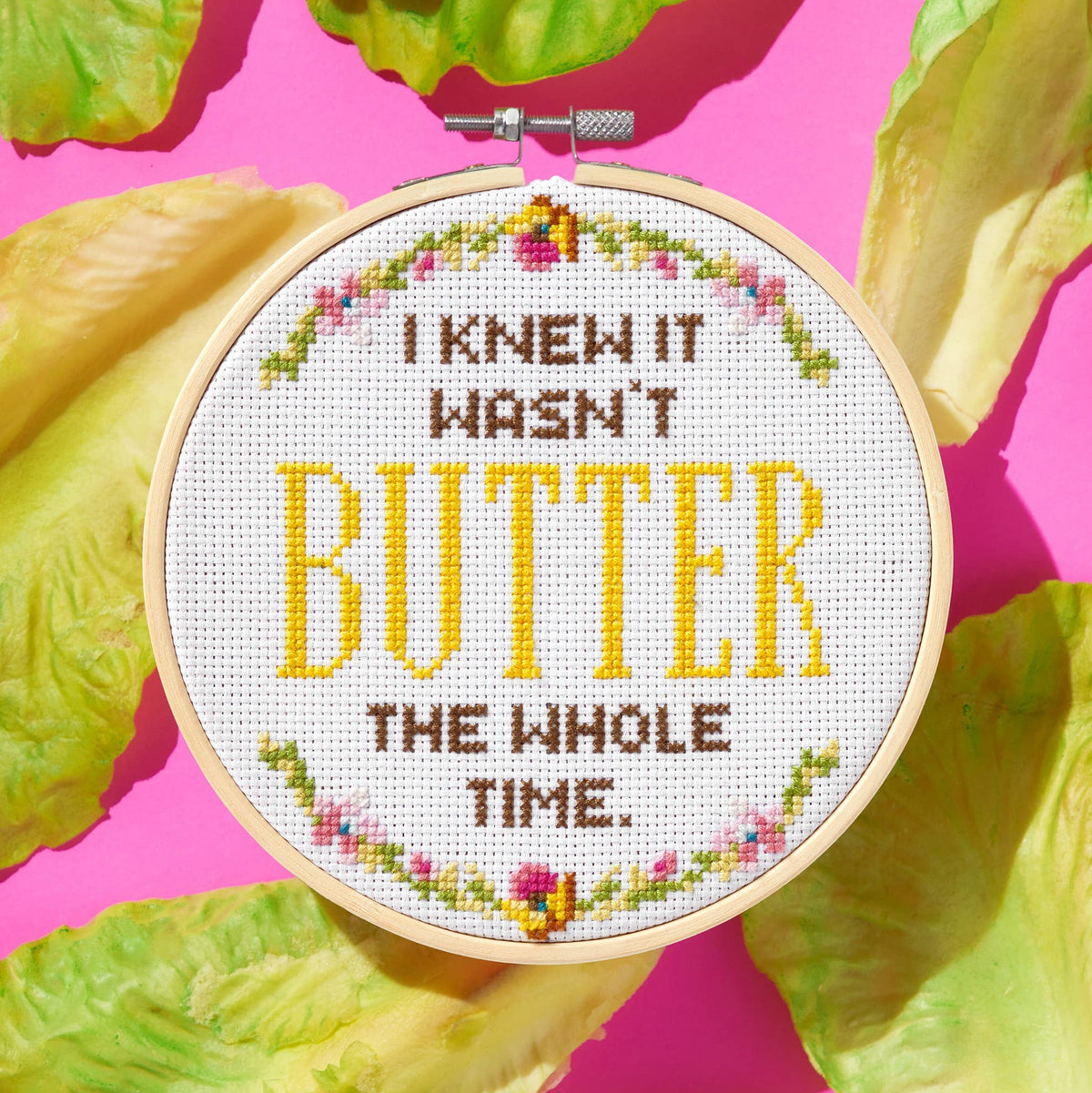 I Knew It Wasn't Butter Cross Stitch Kit-Stitched Modern