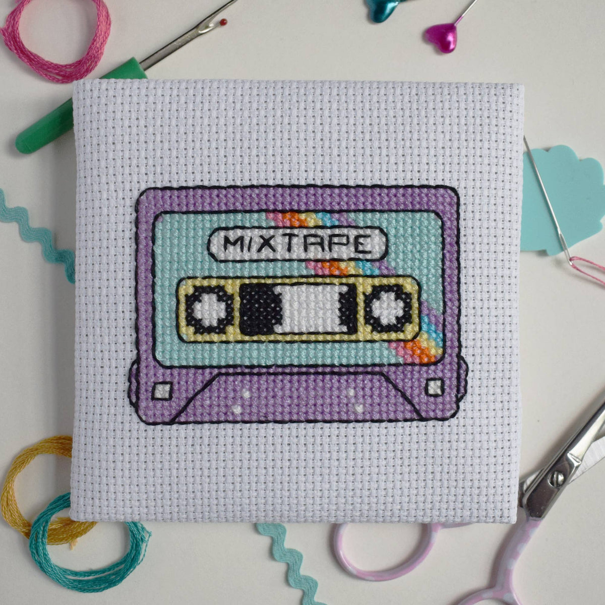 Mixtape Mini Cross Stitch Kit-Stitched Modern