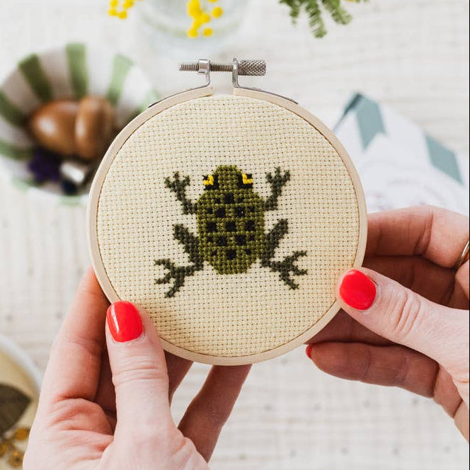 Frog Cross Stitch Kit-Stitched Modern
