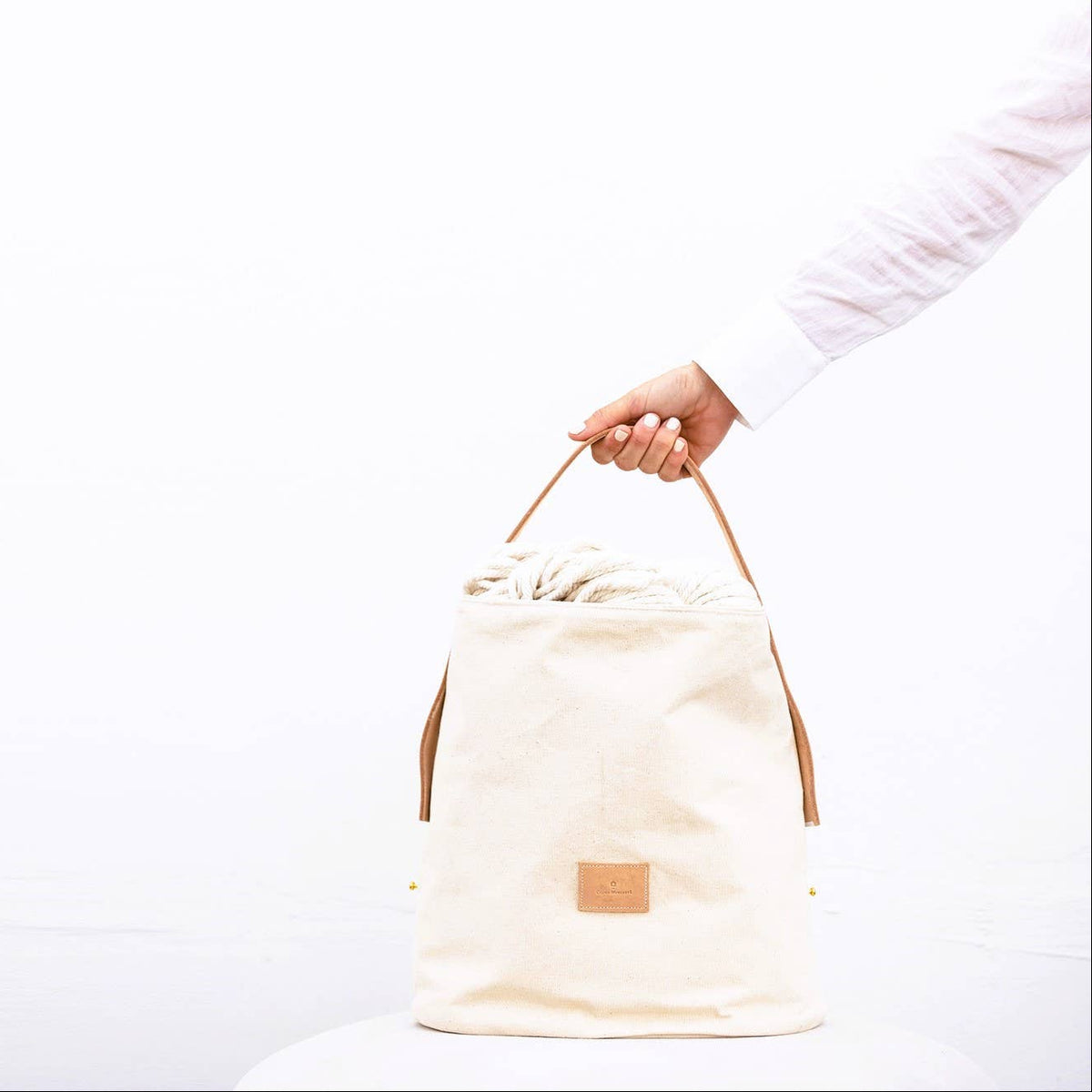 Handcrafted Canvas & Leather Storage Basket