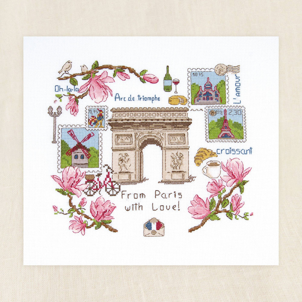Arc De Triomphe Cross Stitch Kit-Stitched Modern