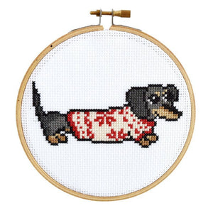 Cozy Dachshund Cross Stitch Kit
