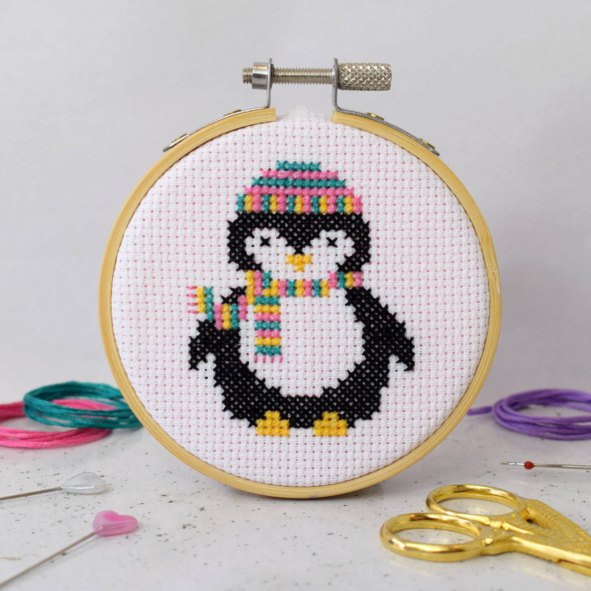 Mini Cross Stitch Kit - Pearl Penguin