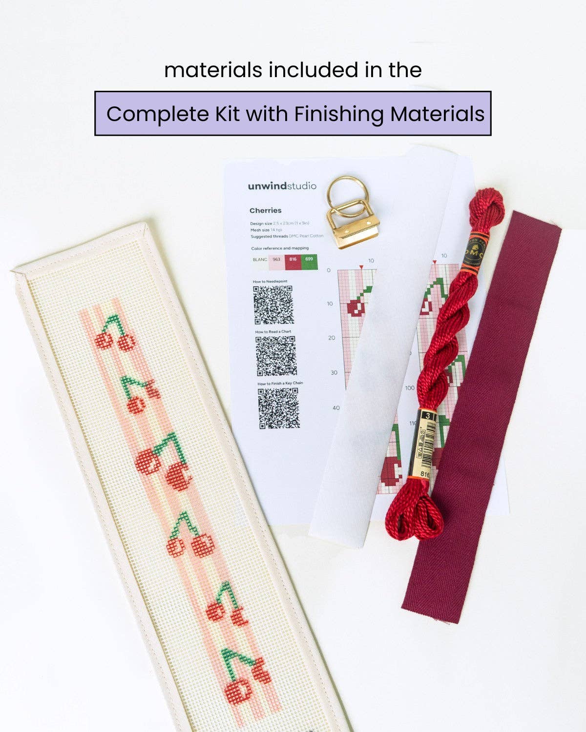 Cherries Needlepoint Key Fob Kit