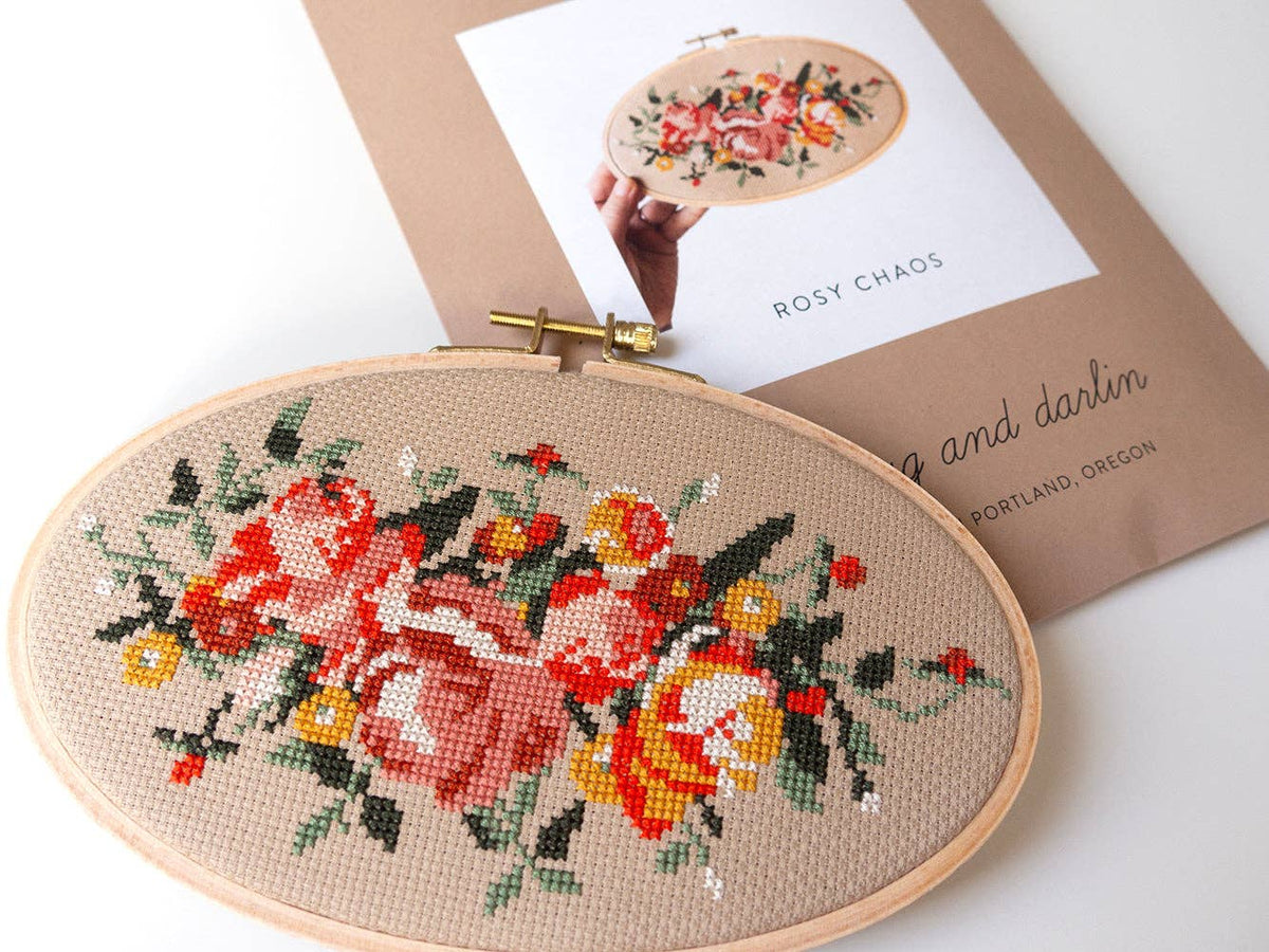 Rosy Chaos Cross Stitch Kit