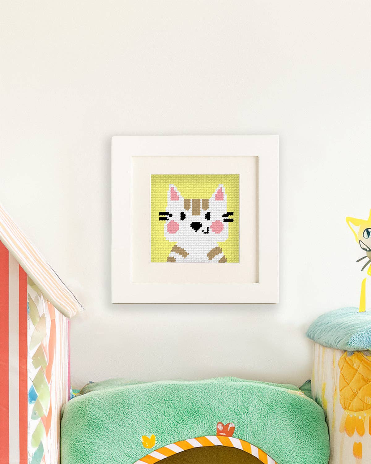 Needlepoint Kit for Kids - Catie, the Cat-Stitched Modern
