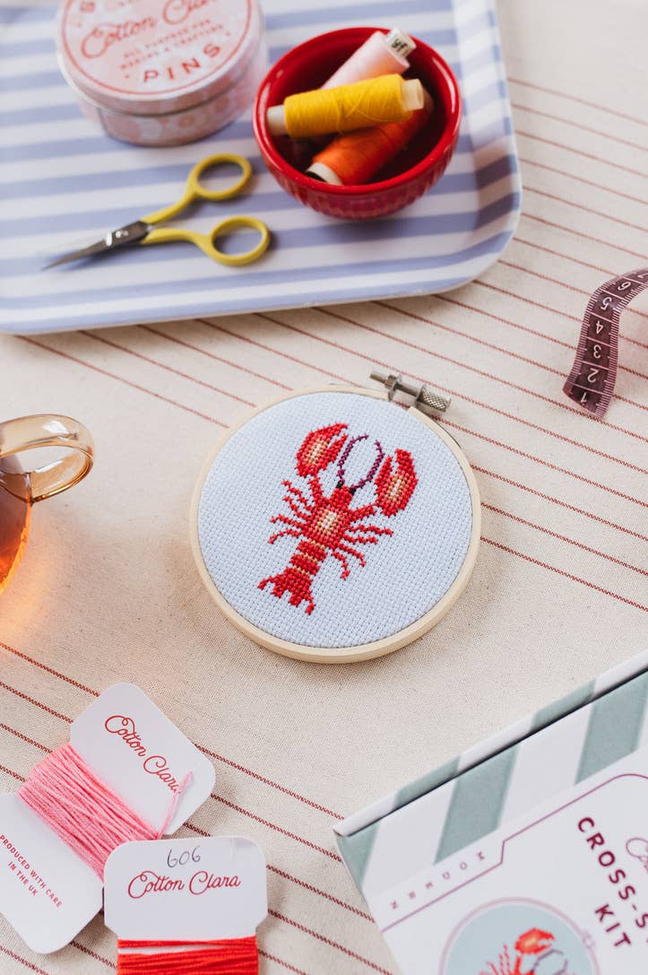 Lobster Beginner Cross Stitch Kit-Stitched Modern