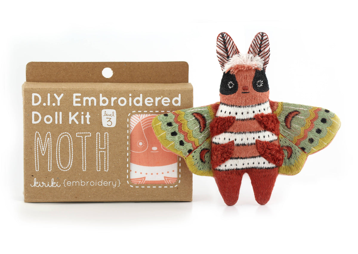 Hand Embroidered Plushie Doll Kit - Moth-Stitched Modern