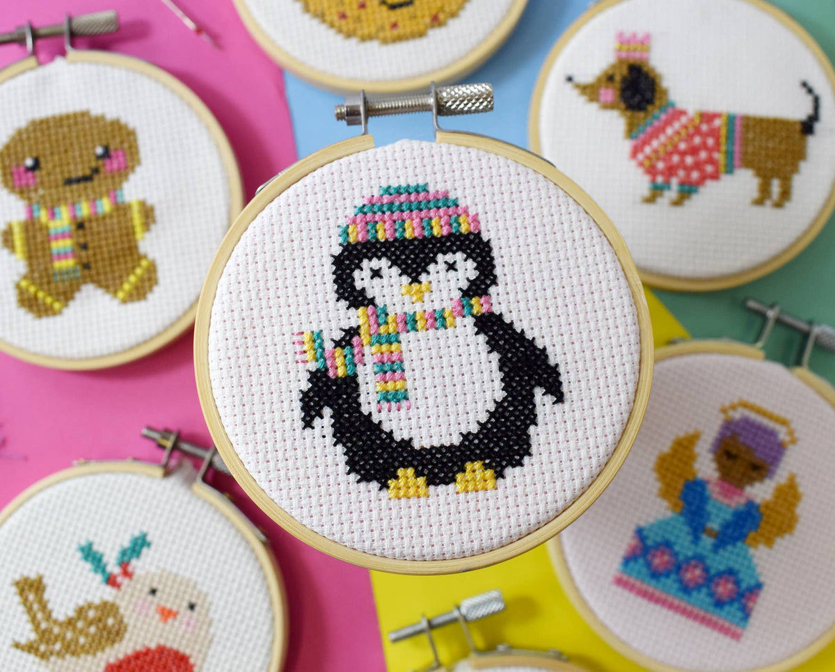 Mini Cross Stitch Kit - Pearl Penguin