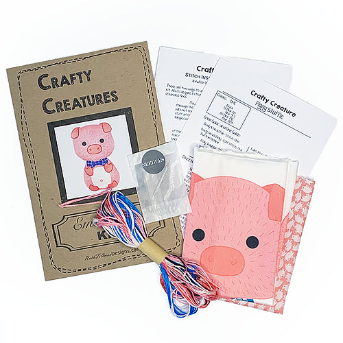 Pig Stuffie Hand Embroidery Kit-Stitched Modern