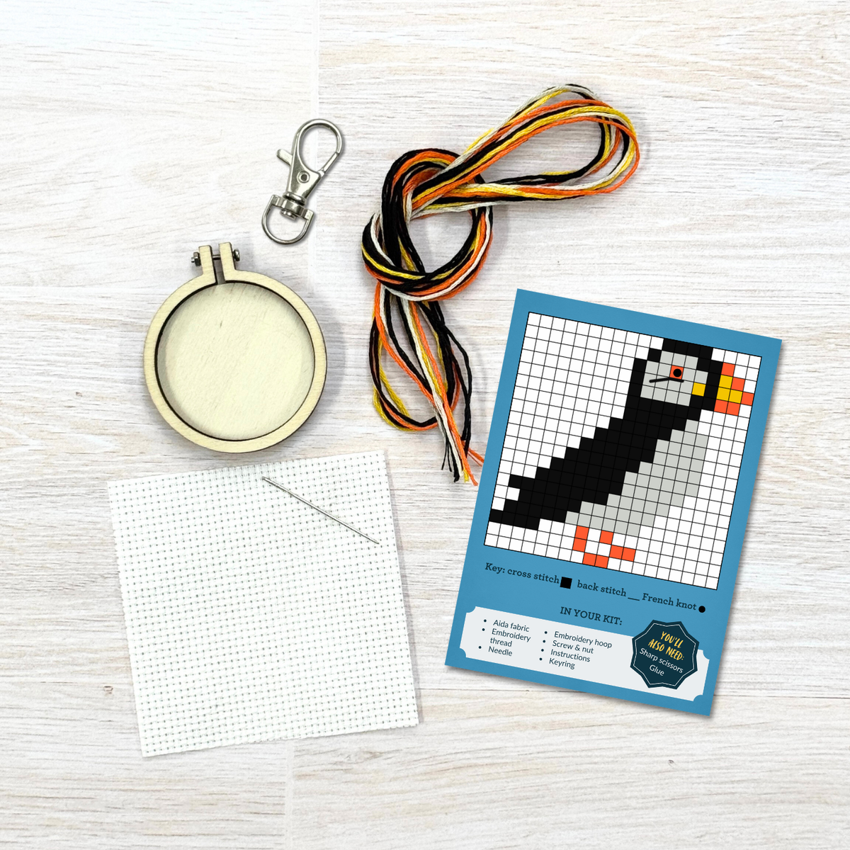 Mini Matchbox Cross Stitch Kit - I Puffin Love You-Stitched Modern