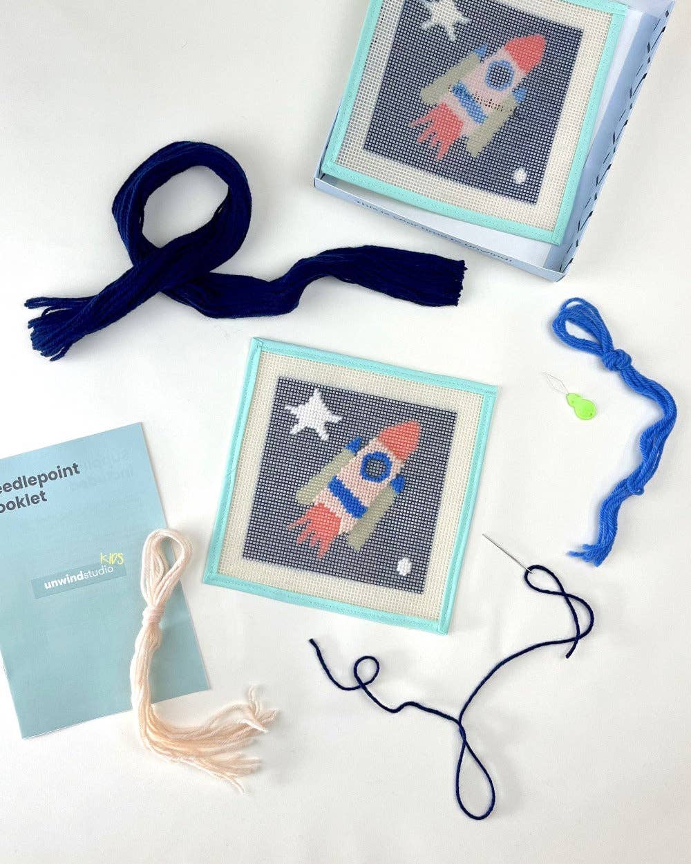 Needlepoint Kit for Kids - Rocket to the Stars-Stitched Modern