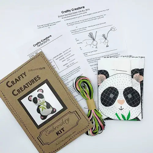 Panda Stuffie Hand Embroidery Kit-Stitched Modern