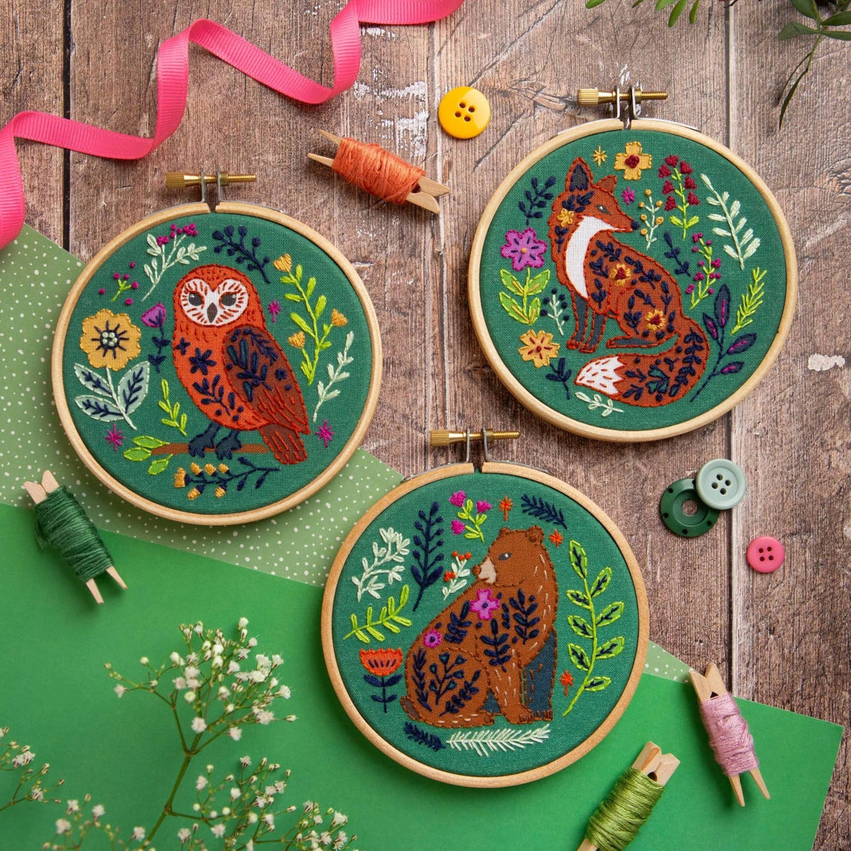Folk Bear Mini Hand Embroidery Kit