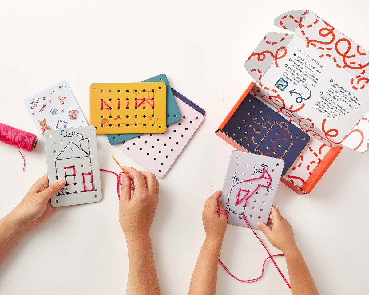 Stitch & Play Needlecraft Cards for Kids-Stitched Modern