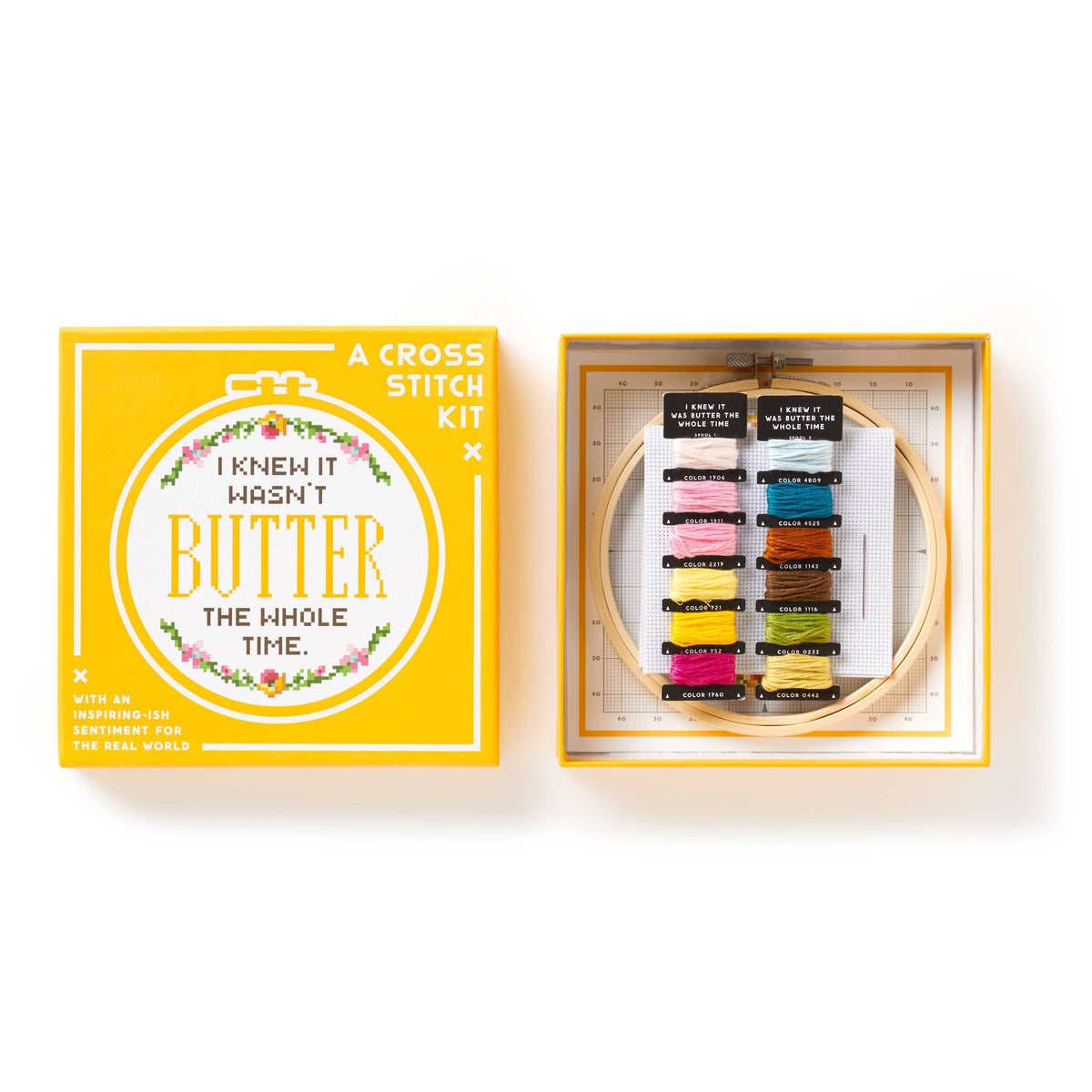 I Knew It Wasn't Butter Cross Stitch Kit-Stitched Modern