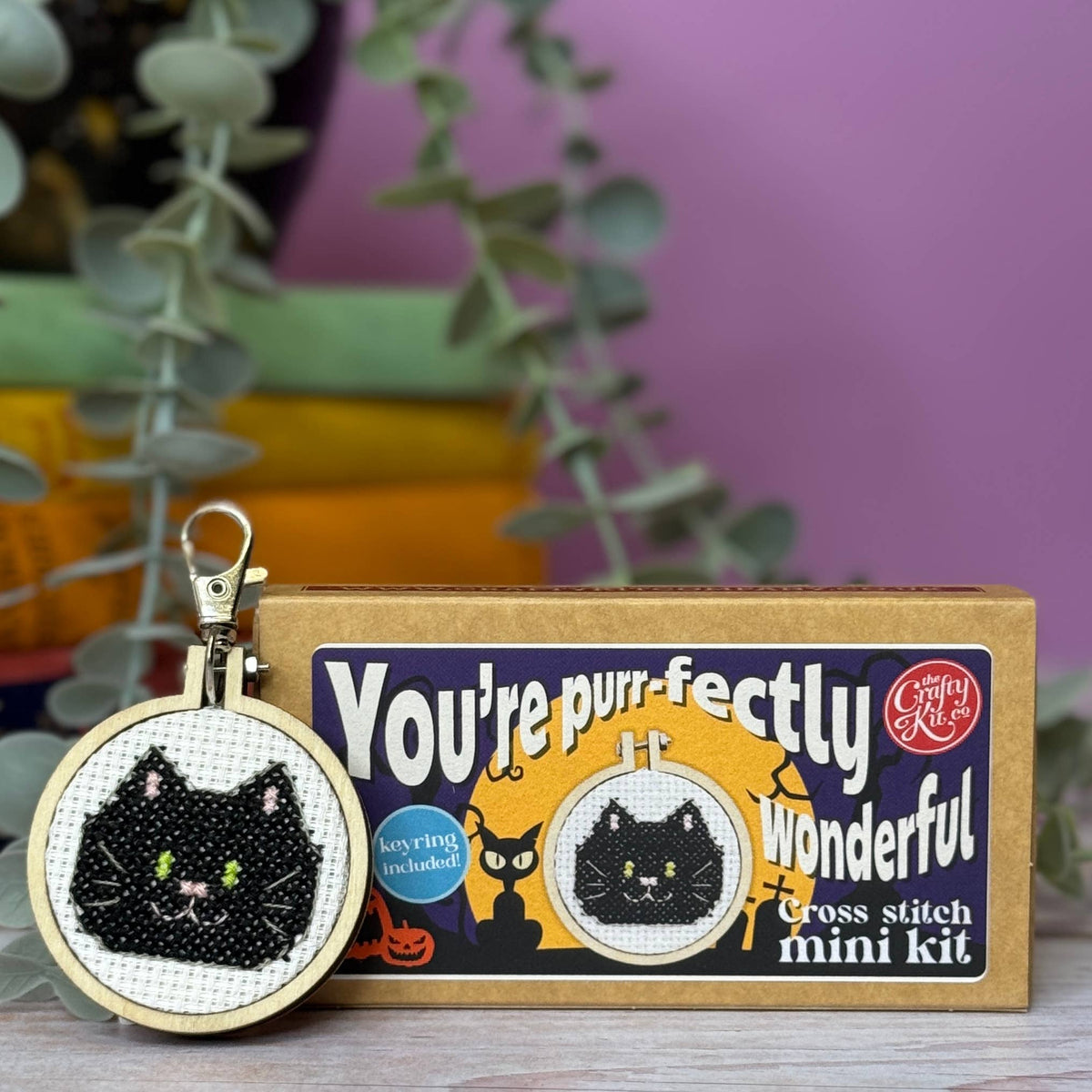 Mini Matchbox Cross Stitch Kit - You&#39;re Purr-fect