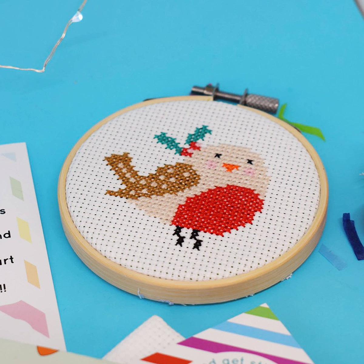 Mini Cross Stitch Kit - Christmas Robin