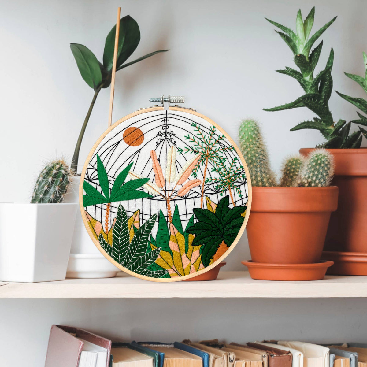 Botanical Greenhouse Garden Hand Embroidery Kit-Stitched Modern