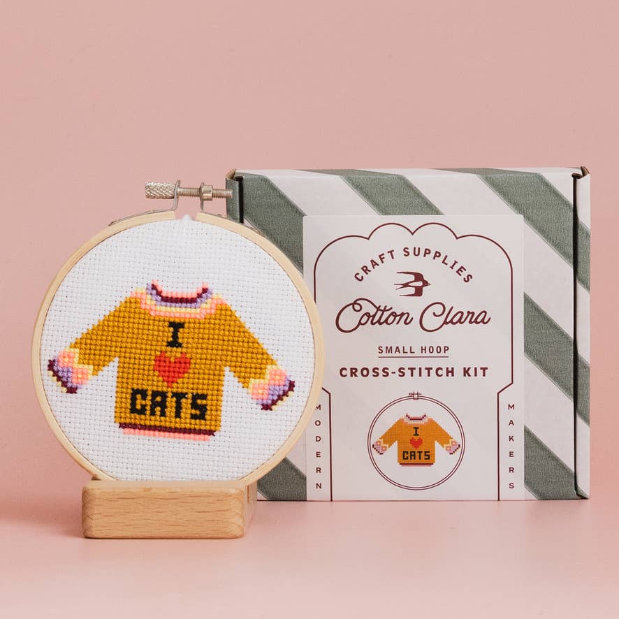 I Love Cats Cross Stitch Kit-Stitched Modern