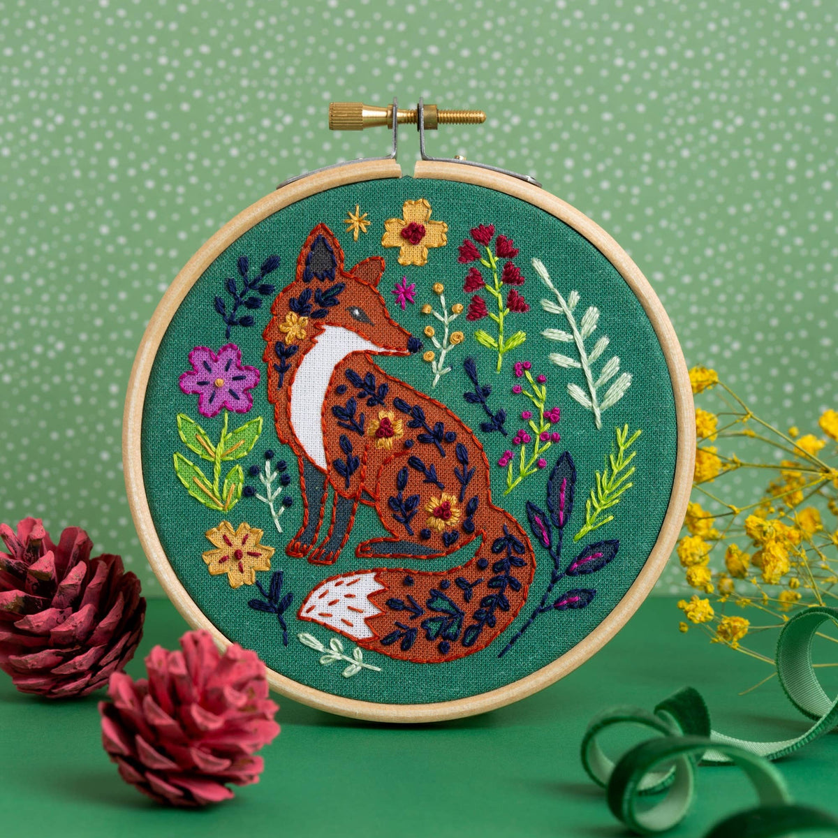 Folk Fox Mini Hand Embroidery Kit