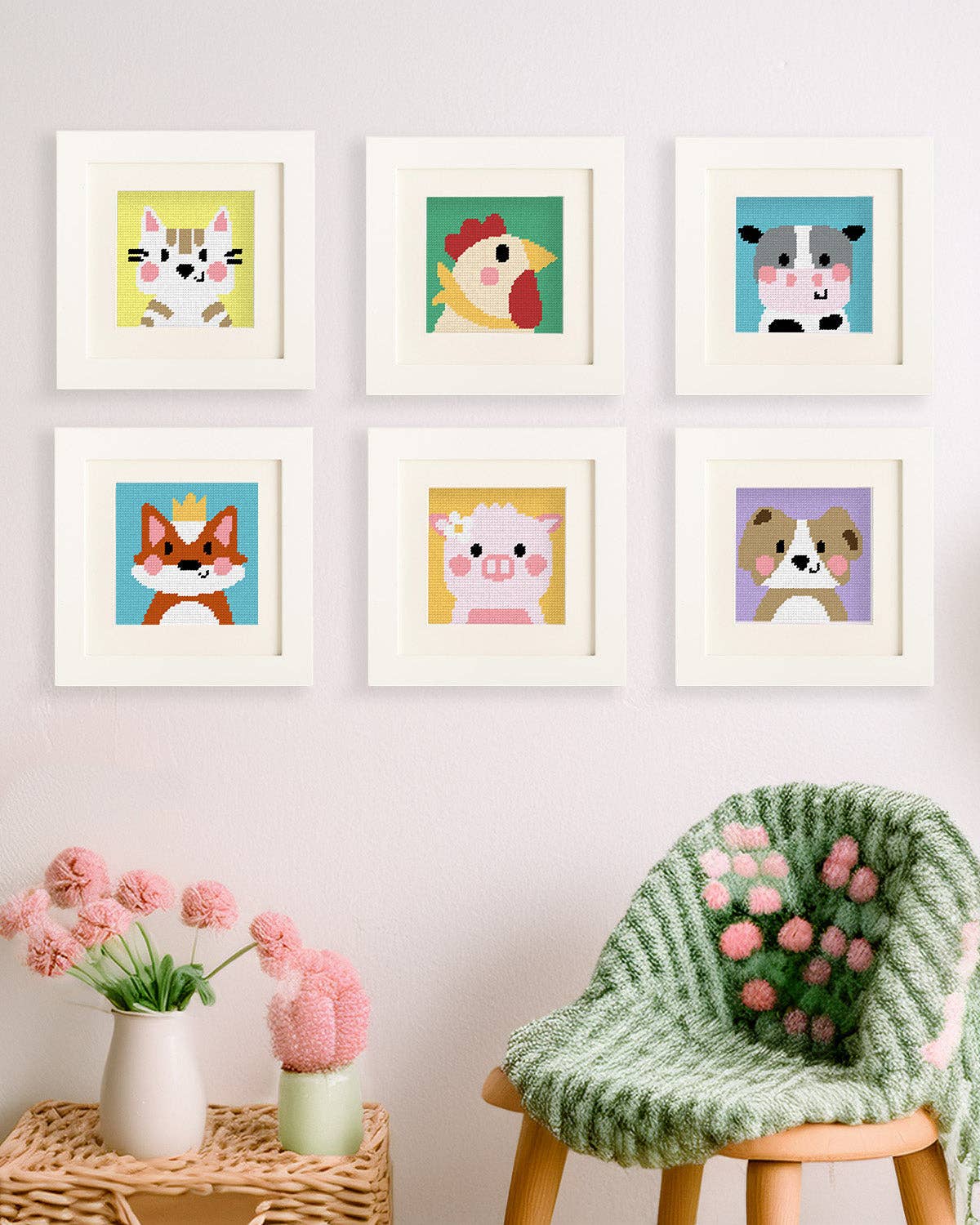 Needlepoint Kit for Kids - Rick, the Rooster-Stitched Modern