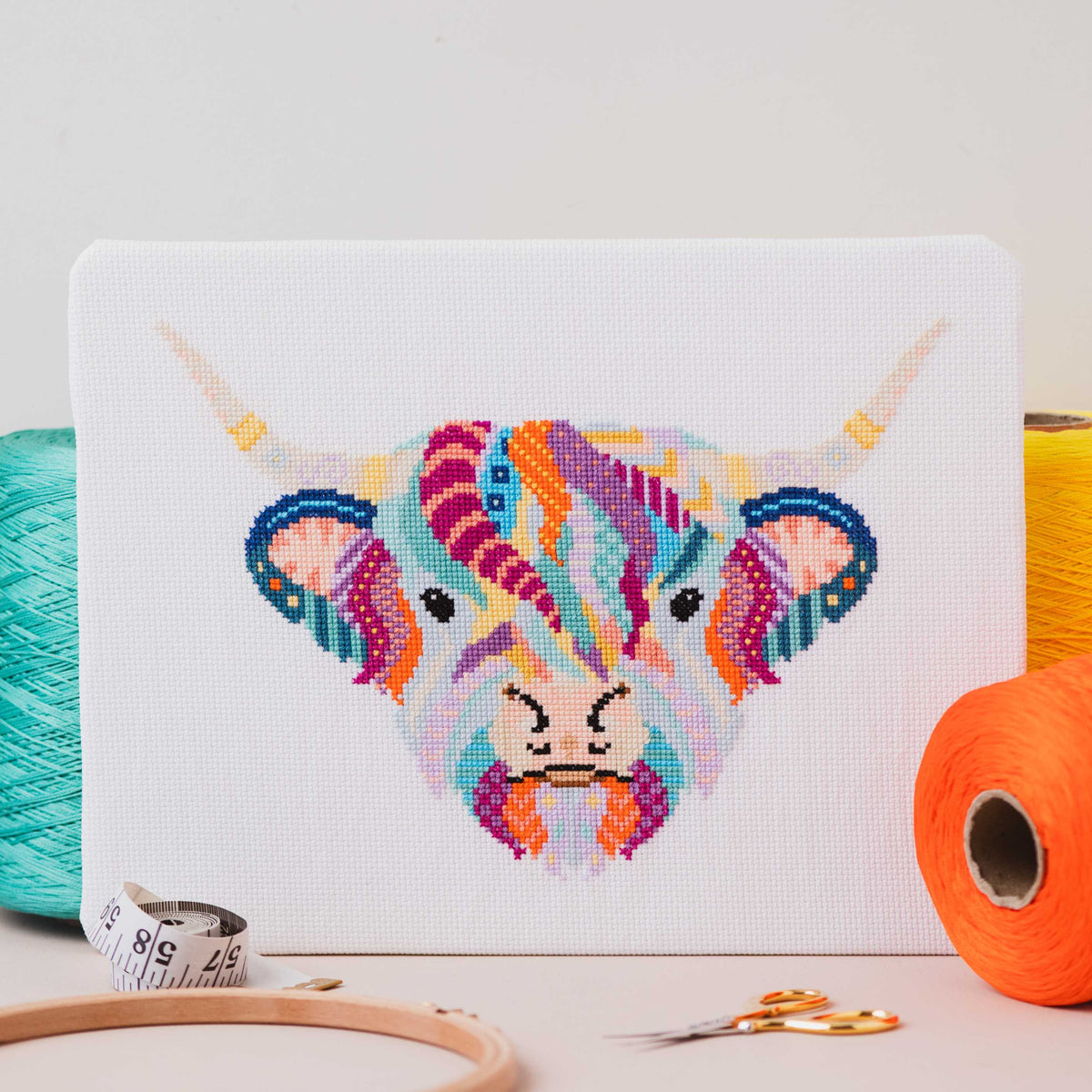 Mandala Highland Cow Cross Stitch Kit