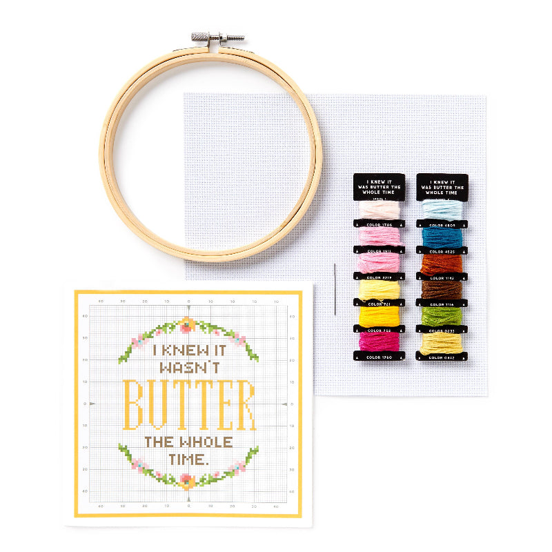 I Knew It Wasn't Butter Cross Stitch Kit-Stitched Modern