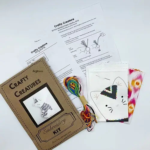 Kitty Stuffie Hand Embroidery Kit-Stitched Modern