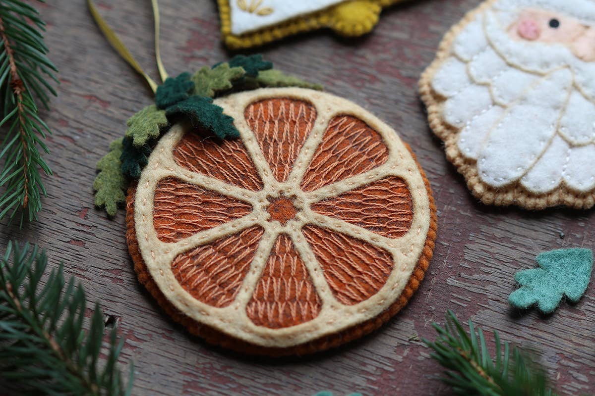 Hand Embroidered Felt Ornament Kit - Dried Orange