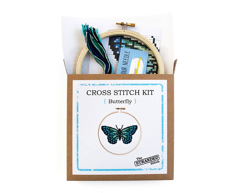 Butterfly Cross Stitch Kit-Stitched Modern
