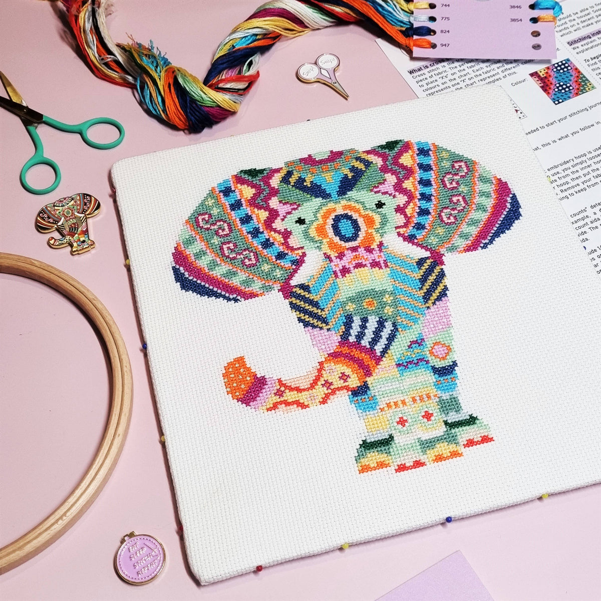 Mandala Elephant Cross Stitch Kit