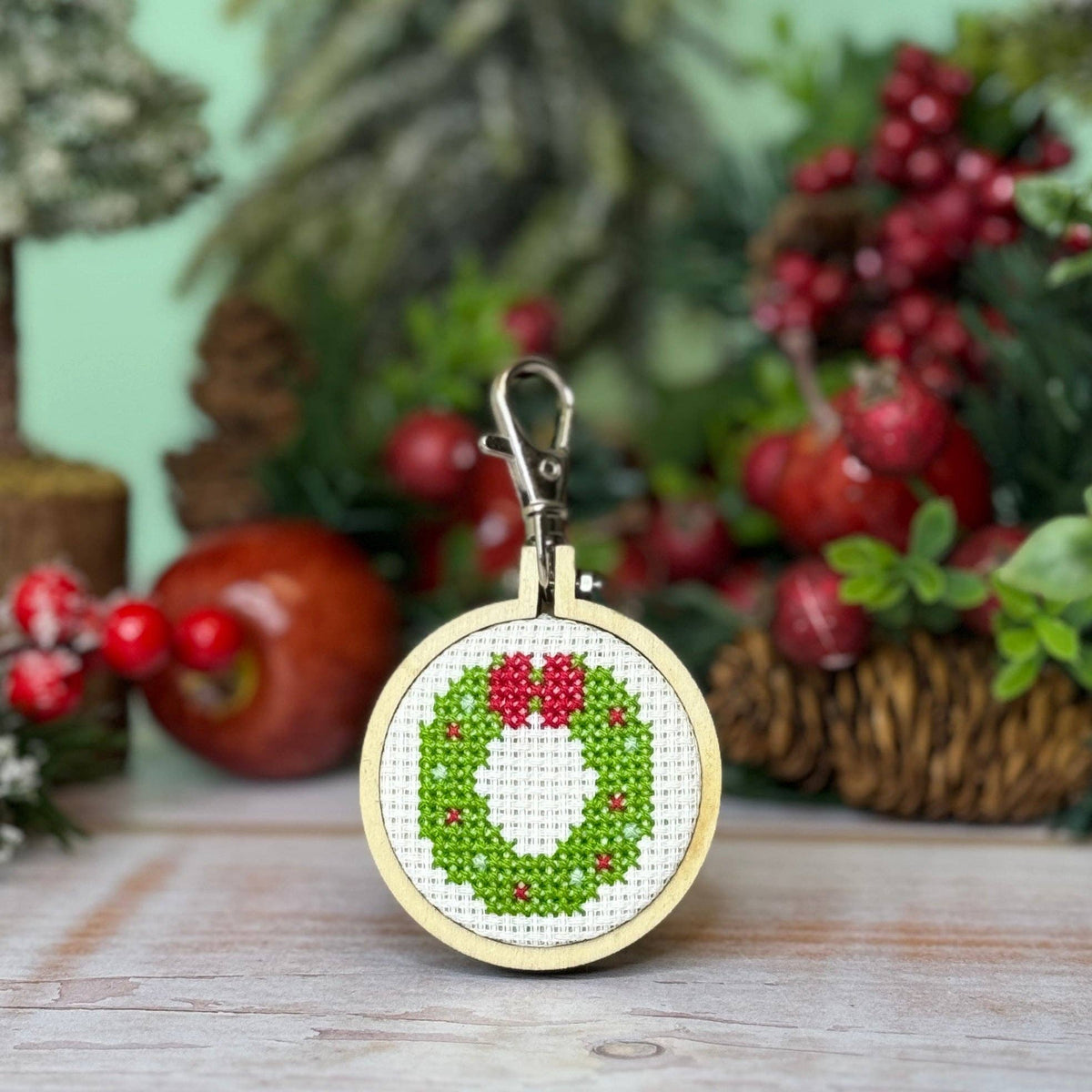Mini Matchbox Cross Stitch Kit - Christmas Wreath