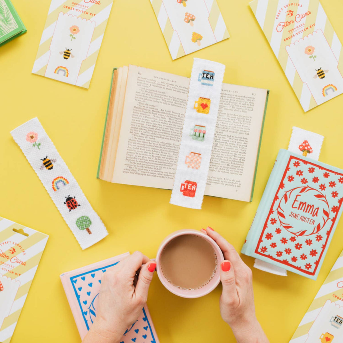 Cross Stitch Bookmark Kit - Tea Mugs