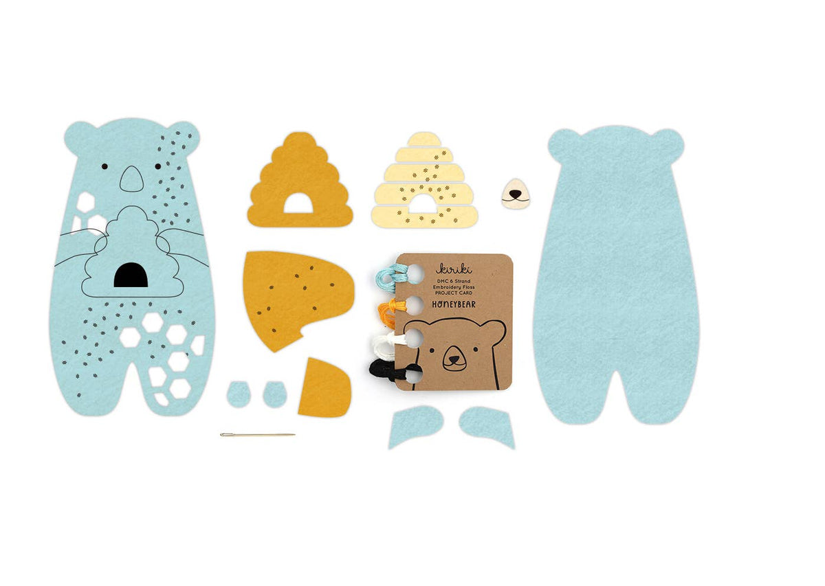 Hand Embroidered Felt Doll Kit - Honeybear