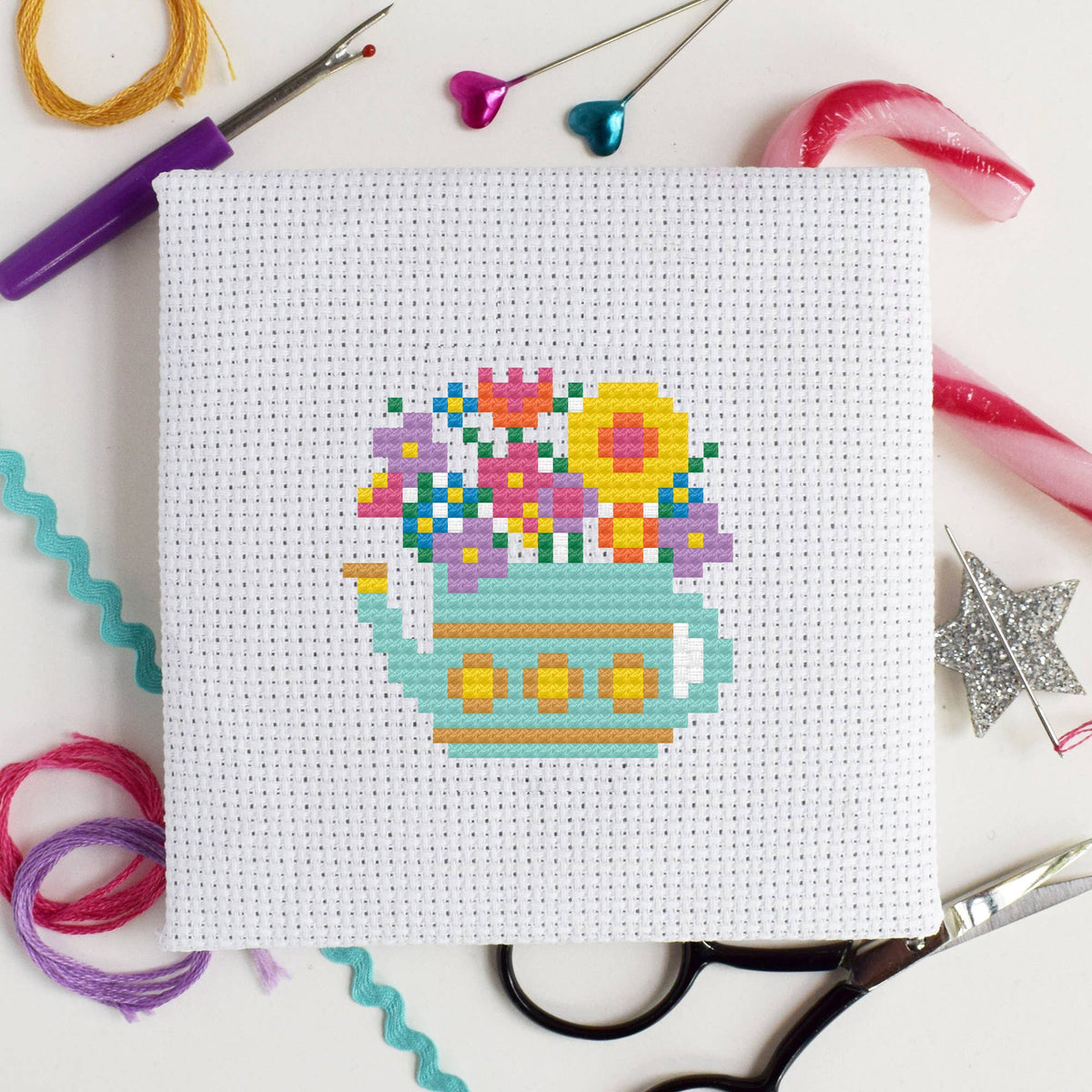 Watering Can Mini Cross Stitch Kit-Stitched Modern